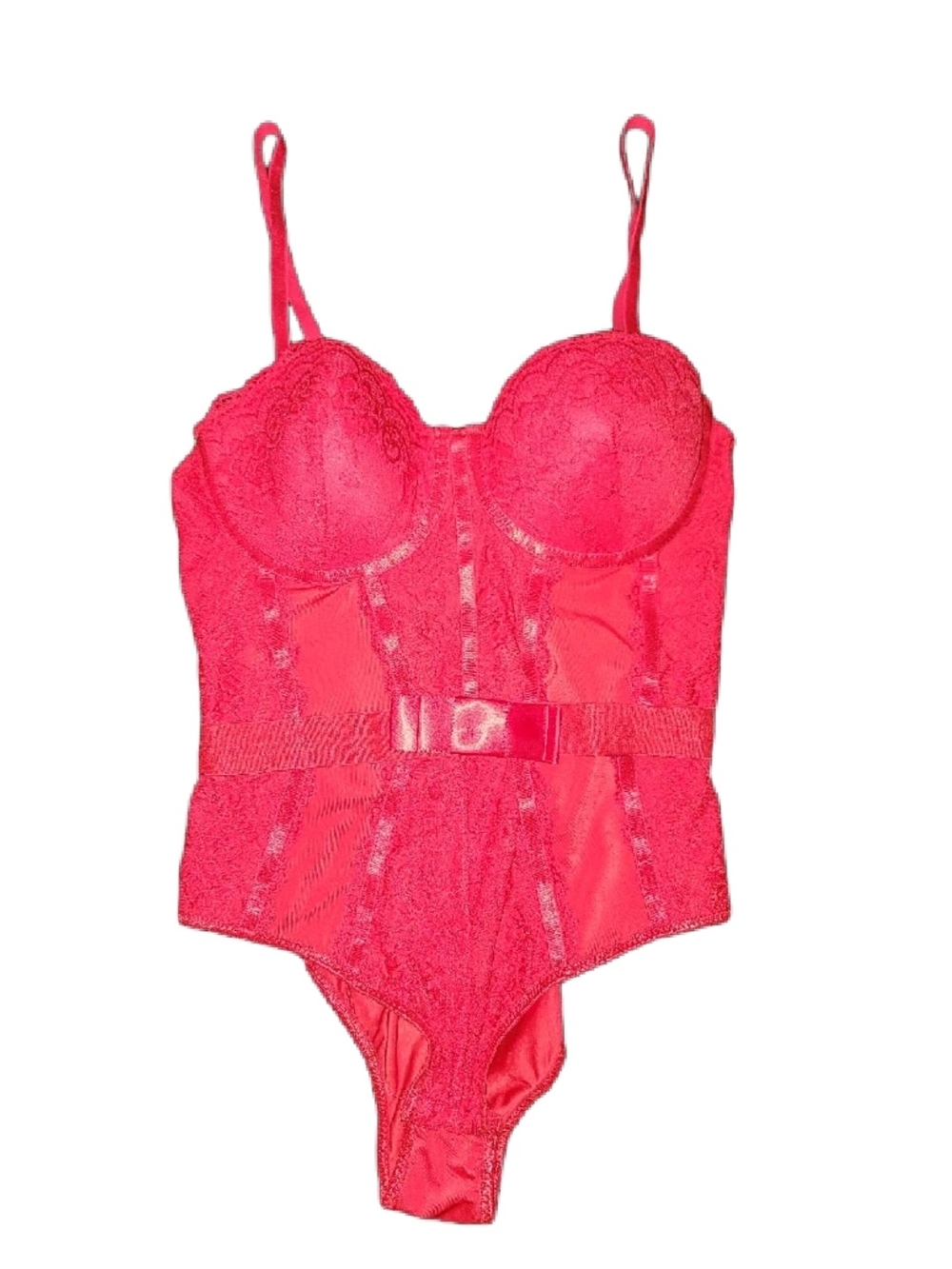 Red Lace Bustier Bodysuit